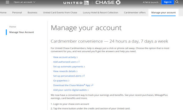 United Airlines Chase Credit Card Login